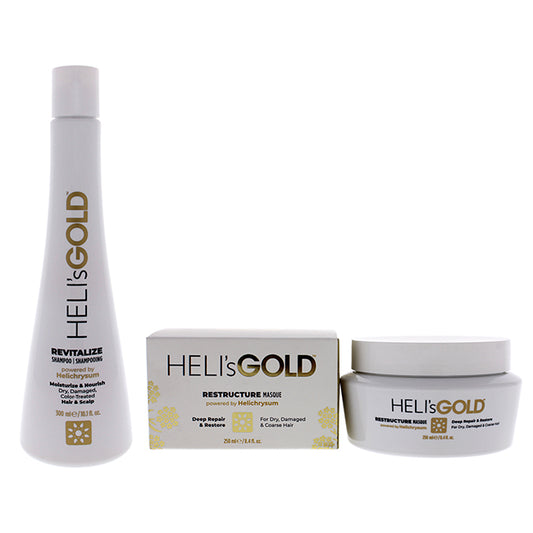 The Revival Series Kit by Helis Gold for Unisex - 2 Pc Kit 10.1oz Revitalize Shampoo, 8.4oz Restructure Masque