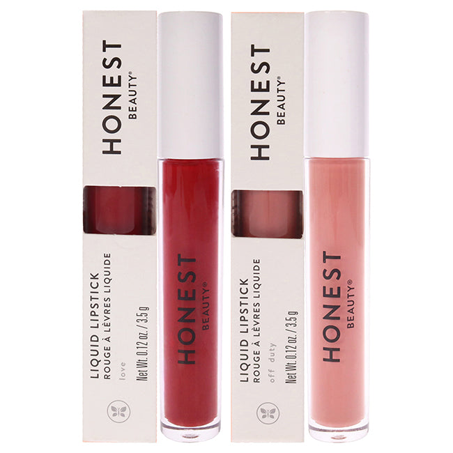 Liquid Lipstick Kit by Honest for Women - 2 Pc Kit 0.12oz Lipstick - Love, 0.12oz Lipstick - Off Duty
