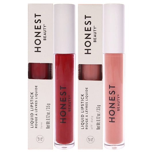 Liquid Lipstick Kit by Honest for Women - 2 Pc Kit 0.12oz Lipstick - Love, 0.12oz Lipstick - Off Duty
