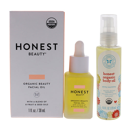 Honest Organic Kit by Honest for Women - 2 Pc Kit 1oz Beauty Facial Oil Moisturizer, 4oz Body Oil