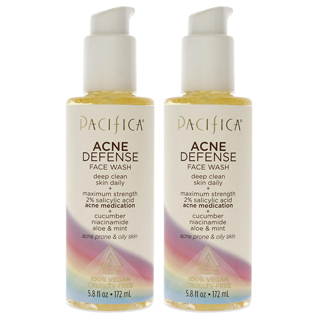 Acne Defense Face Wash by Pacifica for Unisex - 5.8 oz Cleanser - Pack of 2