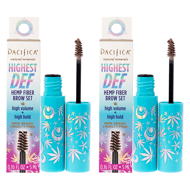 Highest Def Hemp Fiber Brow Set - 1 Light by Pacifica for Women - 0.16 oz Eyebrow Gel - Pack of 2