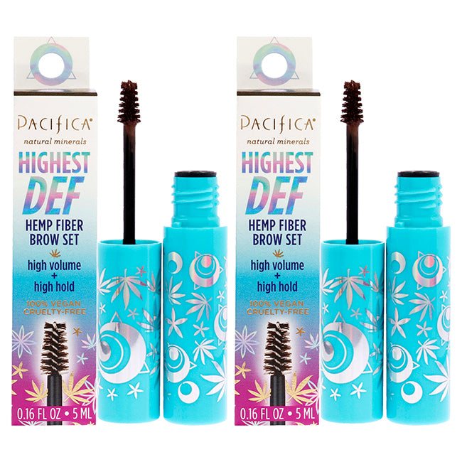 Highest Def Hemp Fiber Brow Set - 4 Medium by Pacifica for Women - 0.16 oz Eyebrow Gel - Pack of 2