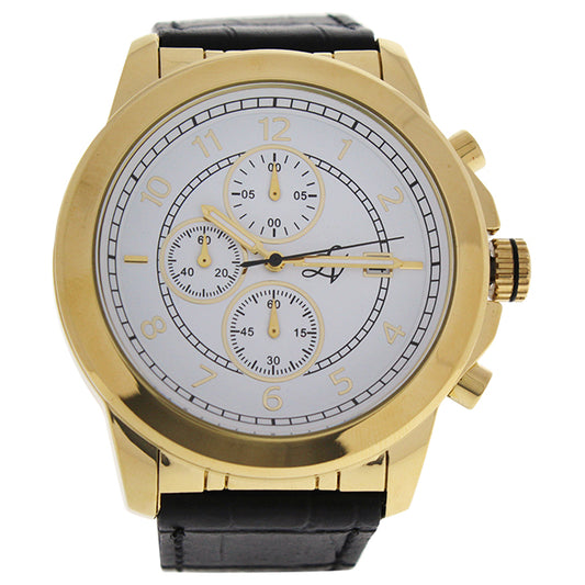 LV1019 Gold/Black Leather Strap Watch by Louis Villiers for Men - 1 Pc Watch