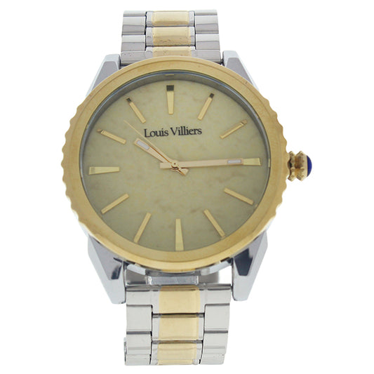 LV2066 Silver Gold Stainless Steel Bracelet Watch by Louis Villiers for Men - 1 Pc Watch