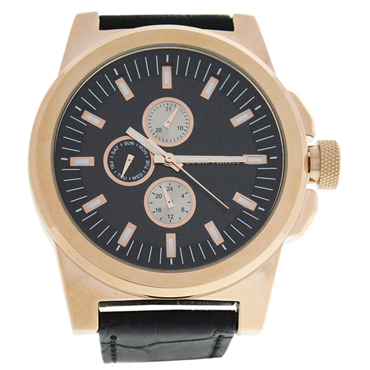 LVAG3733-15 Rose Gold/Black Leather Strap Watch by Louis Villiers for Men - 1 Pc Watch