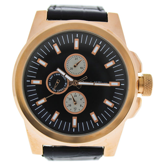 LVAG3733-2 Rose Gold/Brown Leather Strap Watch by Louis Villiers for Men - 1 Pc Watch