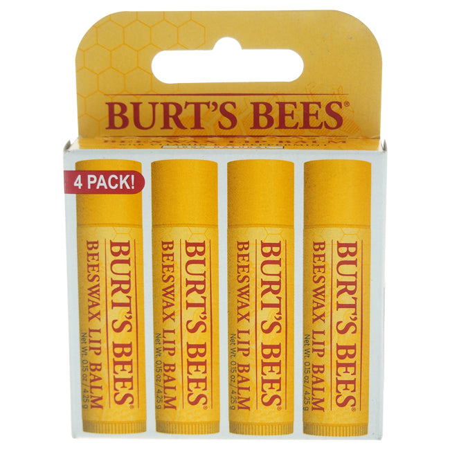 Beeswax Lip Balm Pack by Burts Bees for Unisex - 4 x 0.15 oz Lip Balm