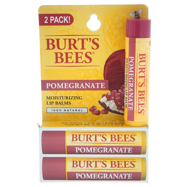 Pomegranate Moisturizing Lip Balm Twin Pack by Burts Bees for Unisex - 2 x 0.15 oz Lip Balm