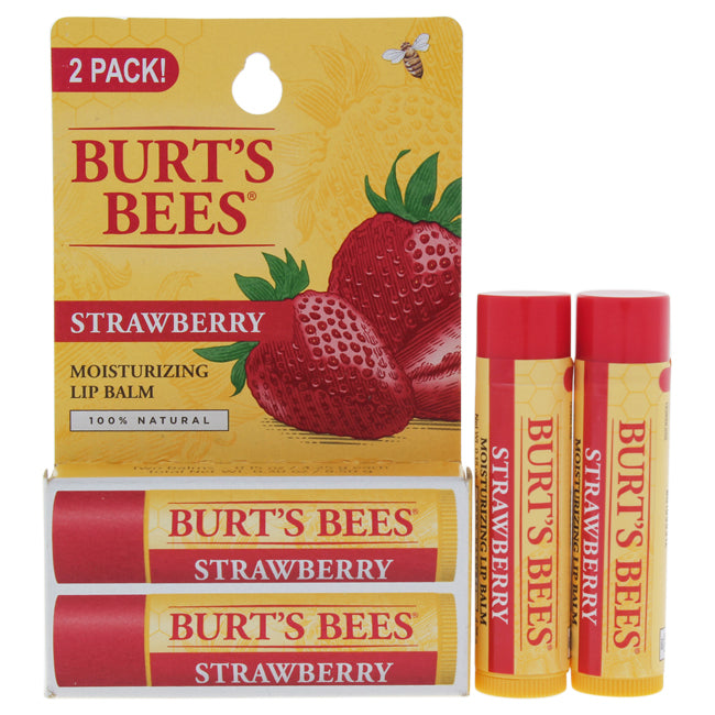 Strawberry Moisturizing Lip Balm Twin Pack by Burts Bees for Unisex - 2 x 0.15 oz Lip Balm