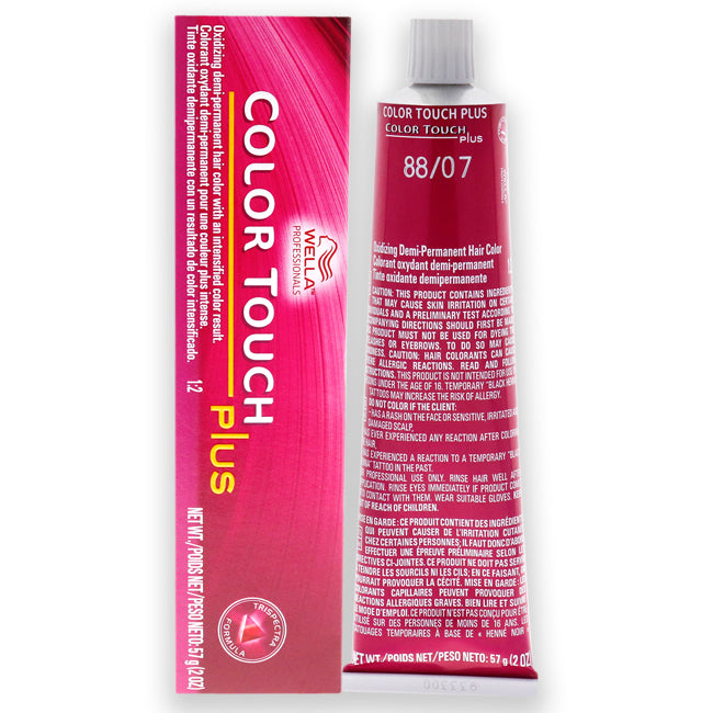 Color Touch Plus Haircolor - 88/07 Intense Light Blonde/Natural Brown by Wella for Unisex - 2 oz Hair Color