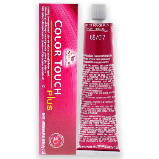 Color Touch Plus Haircolor - 88/07 Intense Light Blonde/Natural Brown by Wella for Unisex - 2 oz Hair Color