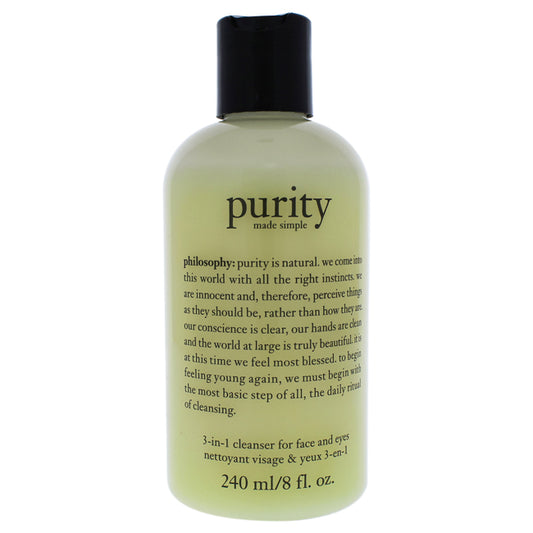 Purity Made Simple 3-in-1 Cleanser For Face & Eyes by Philosophy for Unisex - 8 oz Cleanser