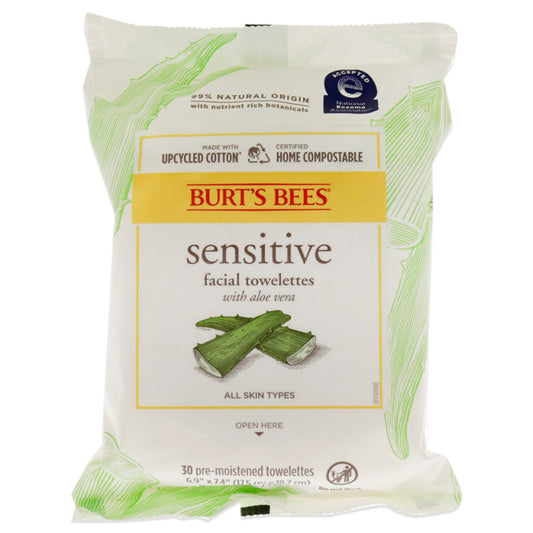 Facial Cleansing Towelettes Sensitive by Burts Bees for Unisex - 30 Count Towelettes