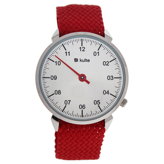 KUTPR Silver/Red Nylon Strap Watch by Kulte for Unisex - 1 Pc Watch