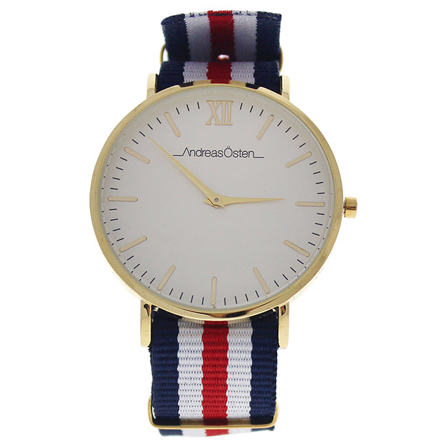AO-63 Somand - Gold/Navy Blue-White-Red Nylon Strap Watch by Andreas Osten for Unisex - 1 Pc Watch