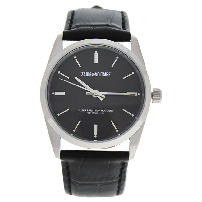 ZVF234 Fusion - Silver/ Black Leather Strap Watch by Zadig & Voltaire for Unisex - 1 Pc Watch