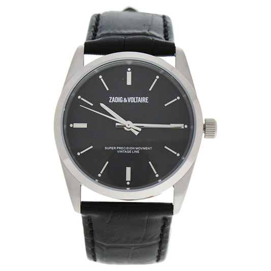 ZVF234 Fusion - Silver/ Black Leather Strap Watch by Zadig & Voltaire for Unisex - 1 Pc Watch
