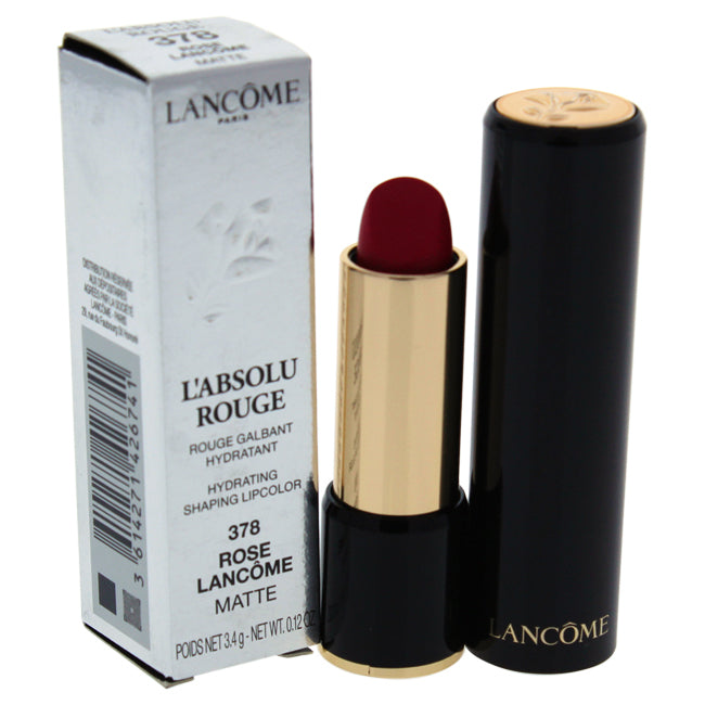 LAbsolu Rouge Hydrating Shaping Lipcolor - # 378 Rose Lancome - Matte by Lancome for Women - 0.12 oz Lipstick