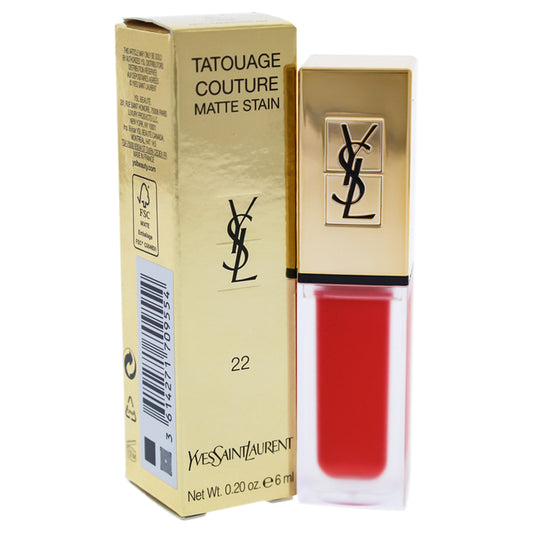 Tatouage Couture Liquid Matte Lip Stain - 22 Corail Anti-Mainstream by Yves Saint Laurent for Women - 0.2 oz Lip Gloss