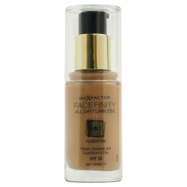 Facefinity All Day Flawless 3 In 1 Foundation SPF 20 -77 Soft Honey by Max Factor for Women - 1 oz Foundation