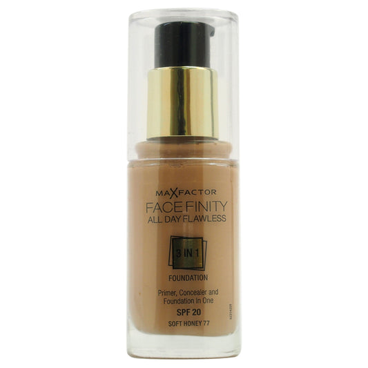 Facefinity All Day Flawless 3 In 1 Foundation SPF 20 -77 Soft Honey by Max Factor for Women - 1 oz Foundation