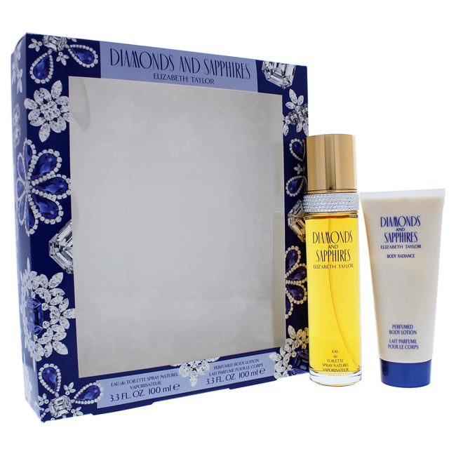 Diamonds and Sapphires by Elizabeth Taylor for Women - 2 Pc Gift Set 3.4oz EDT Spray, 3.4oz Perfumed Body Lotion