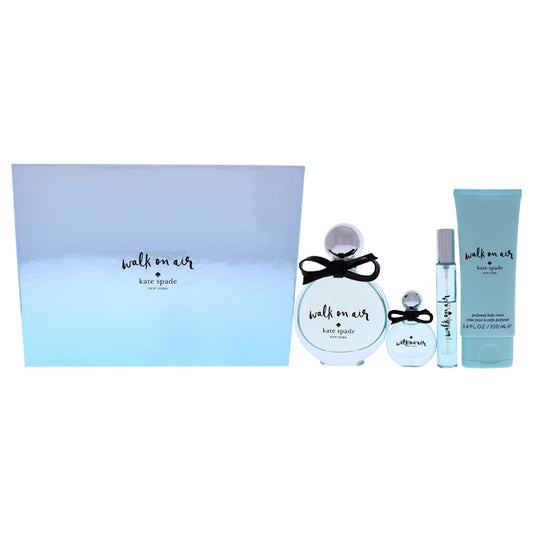 Walk On Air by Kate Spade for Women - 4 Pc Gift Set 3.4oz EDP Spray, 0.34oz Travel Spray, 0.25oz EDP Mini Splash, 3.4oz Body Cream