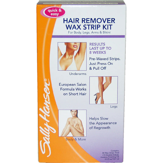 Quick and Easy Hair Remover Wax Strip Kit For Under Arms Legs and Body by Sally Hansen for Women - 1 Pack Wax Strip