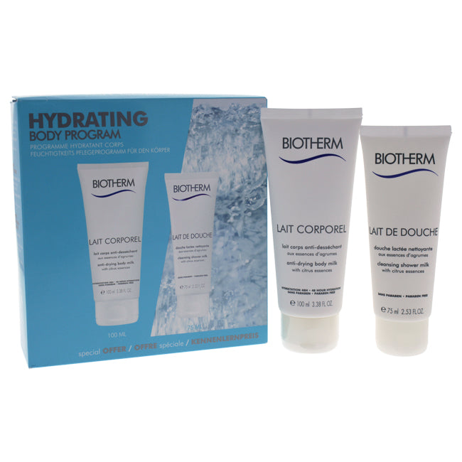 Lait Corporel Hydrating Body Program by Biotherm for Women - 2 Pc Kit 2.53oz Lait De Douche, 3.38oz Lait Corporel