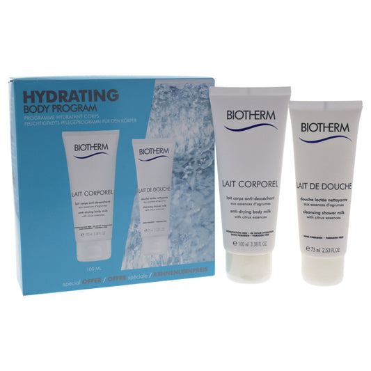 Lait Corporel Hydrating Body Program by Biotherm for Women - 2 Pc Kit 2.53oz Lait De Douche, 3.38oz Lait Corporel