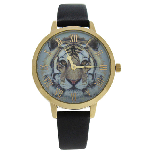 CRA017 La Animale - Gold/Black Leather Strap Watch by Charlotte Raffaelli for Women - 1 Pc Watch