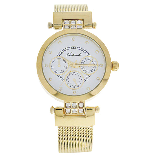 AL0704-05 Gold Stainless Steel Mesh Bracelet Watch by Antoneli for Women - 1 Pc Watch