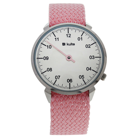 KUTPP Silver/Pink Nylon Strap Watch by Kulte for Women - 1 Pc Watch