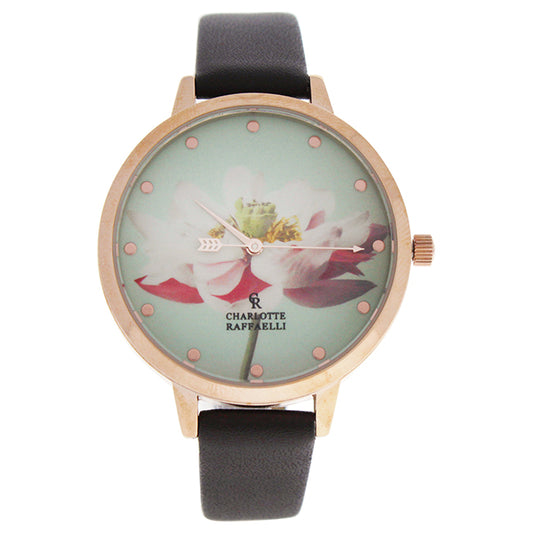 CRF009 La Florale - Rose Gold/Brown Leather Strap Watch by Charlotte Raffaelli for Women - 1 Pc Watch
