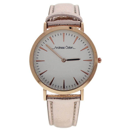 AO-196 Hygge - Rose Gold/White Leather Strap Watch by Andreas Osten for Women - 1 Pc Watch