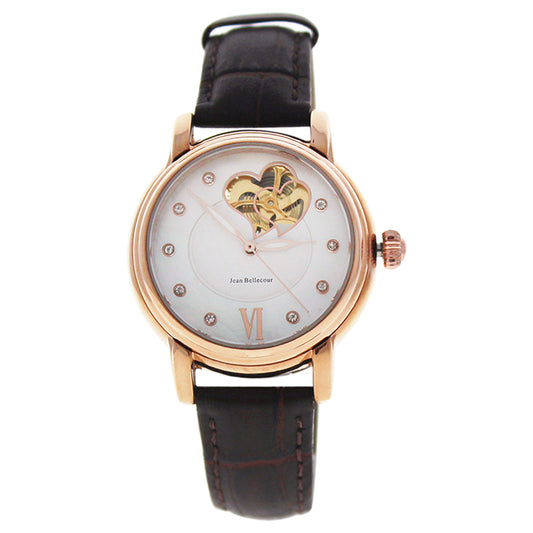REDM1 Rose Gold/Brown Leather Strap Watch by Jean Bellecour for Women - 1 Pc Watch