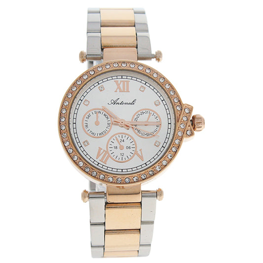 AL0519-03 Silver/Rose Gold Stainless Steel Bracelet Watch by Antoneli for Women - 1 Pc Watch
