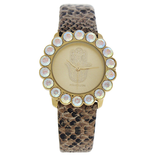 MSHSCGL Scarlett - Gold Crocodile Leather Strash Watch by Manoush for Women - 1 Pc Watch