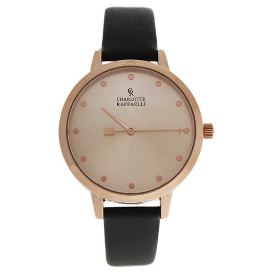 CRB006 La Basic - Rose Gold/Brown Leather Strap Watch by Charlotte Raffaelli for Women - 1 Pc Watch