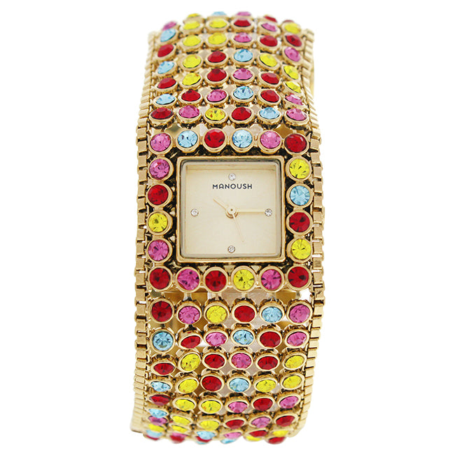 MSHMAR Marilyn - Gold/Multicolor Stainless Steel Bracelet Watch by Manoush for Women - 1 Pc Watch